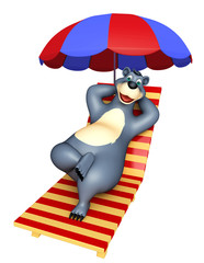 cute Bear cartoon character with beach chair