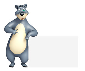 cute Bear cartoon character with white board