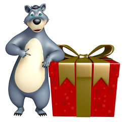 cute Bear cartoon character with gift box