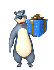 cute Bear cartoon character with gift box