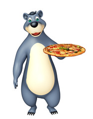 fun Bear cartoon character with pizza