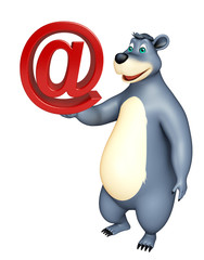 cute Bear cartoon character with at the rate sign