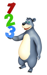 fun Bear cartoon character with 123 sign