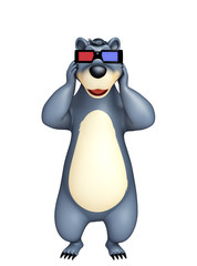 fun Bear cartoon character with 3D glasses