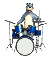 Bear cartoon character with drum