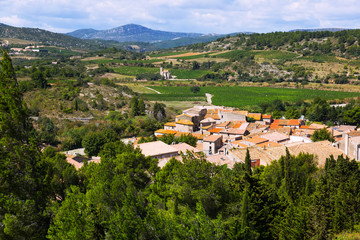 view of  Portel-des-Corbieres  from mount.  France