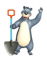 cute Bear cartoon character with digging shovel