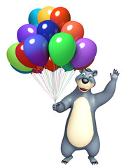 Bear cartoon character with balloons