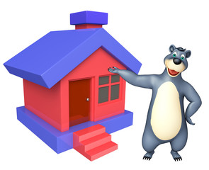 fun Bear cartoon character with home
