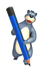 cute Bear cartoon character with pencil