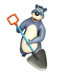Bear cartoon character with digging shovel