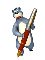 Bear cartoon character with pen
