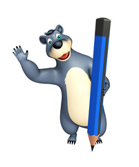 cute Bear cartoon character with pencil