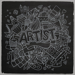 Artist hand lettering and doodles elements emblem