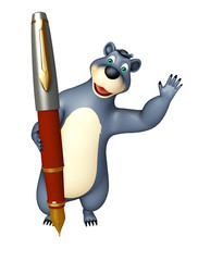 Bear cartoon character with pen