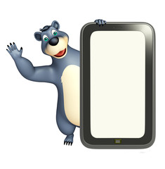 cute Bear cartoon character with mobile