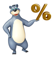 Bear cartoon character with percentage sign