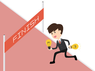  get the idea reached the finish line, on white background