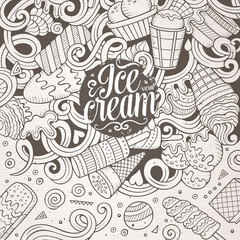 Cartoon hand-drawn doodles Ice Cream illustration