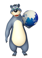 Bear cartoon character with earth