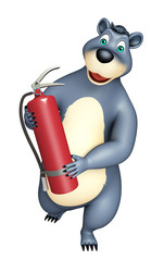 Bear cartoon character  with fire extinguisher