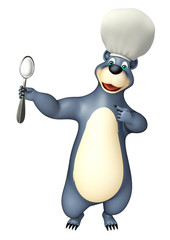 Bear cartoon character with spoons