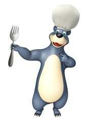 Bear cartoon character with spoons