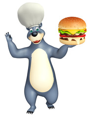cute Bear cartoon character with burger