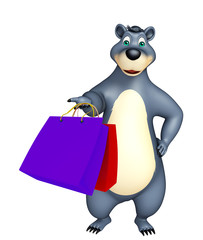 Bear cartoon character with shopping bag