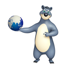 Bear cartoon character with earth