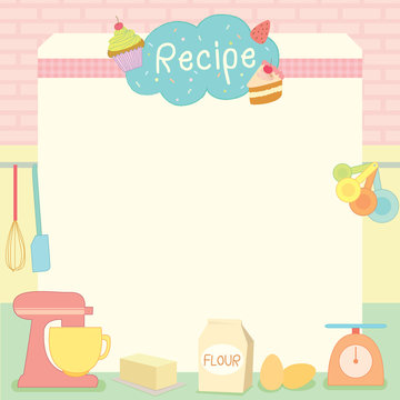 Recipe template with pastry tools