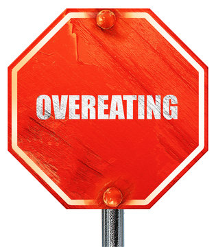 Overeating, 3D Rendering, A Red Stop Sign