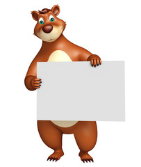 cute Bear cartoon character with white board