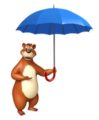 cute Bear cartoon character with umbrella