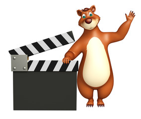 fun Bear cartoon character with clapper board