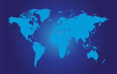 Fototapeta na wymiar World map flat vector blue