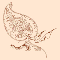 decorative floral element of beautiful paisley henna design Vector Illustration