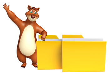 cute Bear cartoon character with folder