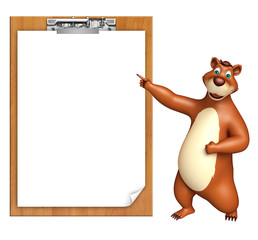 fun Bear cartoon character with exam pad