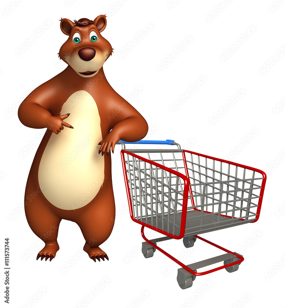 Canvas Prints fun Bear cartoon character with trolly