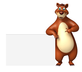 cute Bear cartoon character with white board