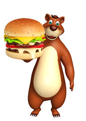 cute Bear cartoon character with burger