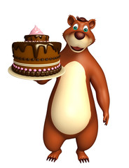 cute Bear cartoon character with cake