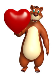 cute Bear cartoon character with heart