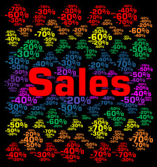 Sales with percentages word cloud concept