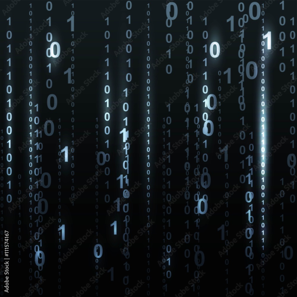 Poster twinkle binary code screen listing table on black background