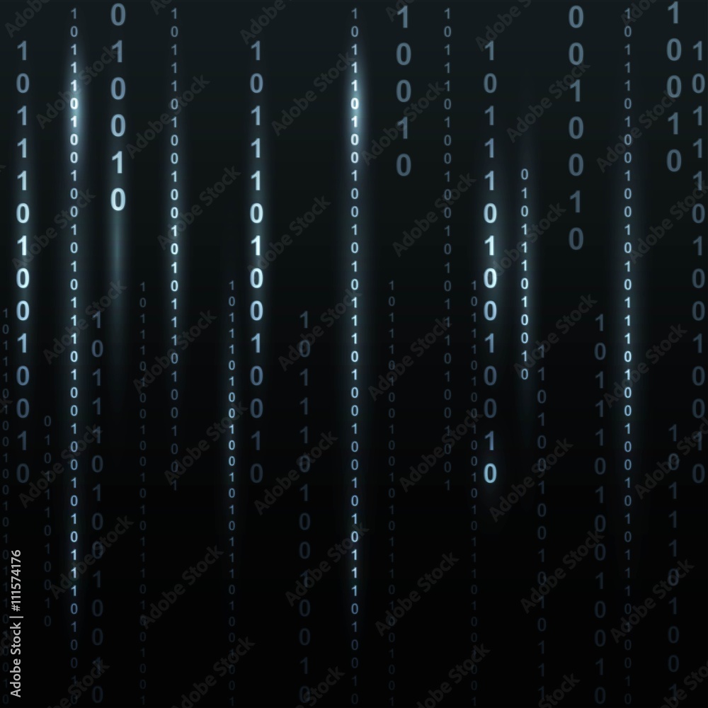 Poster twinkle binary code screen listing table on black background