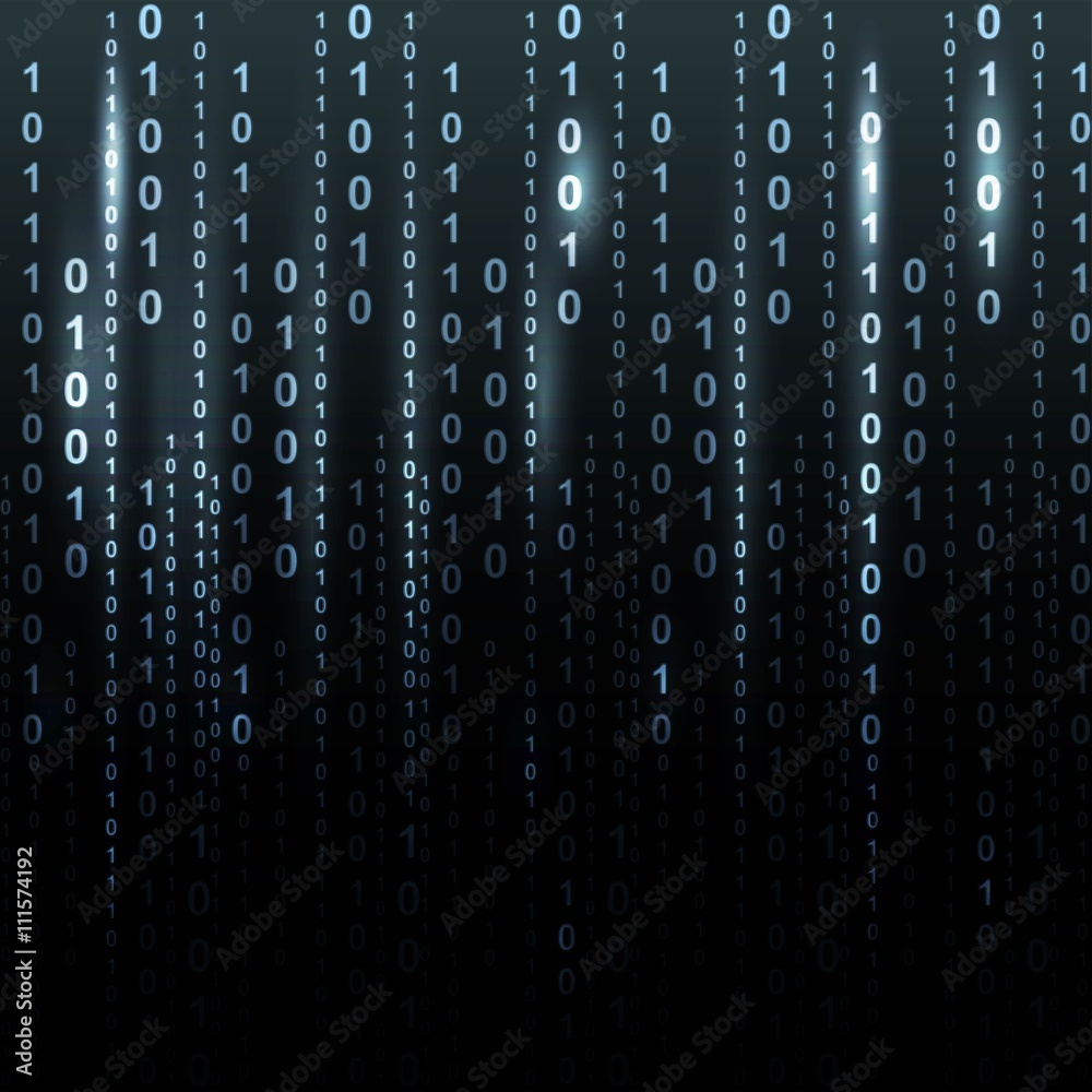 Poster twinkle binary code screen listing table on black background
