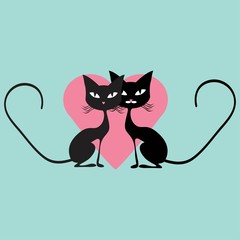 Black cat with hearts