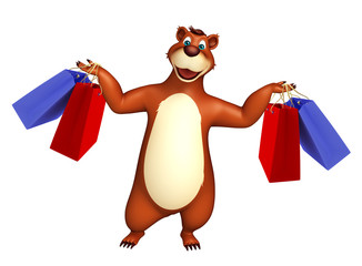 Bear cartoon character  with shopping bag